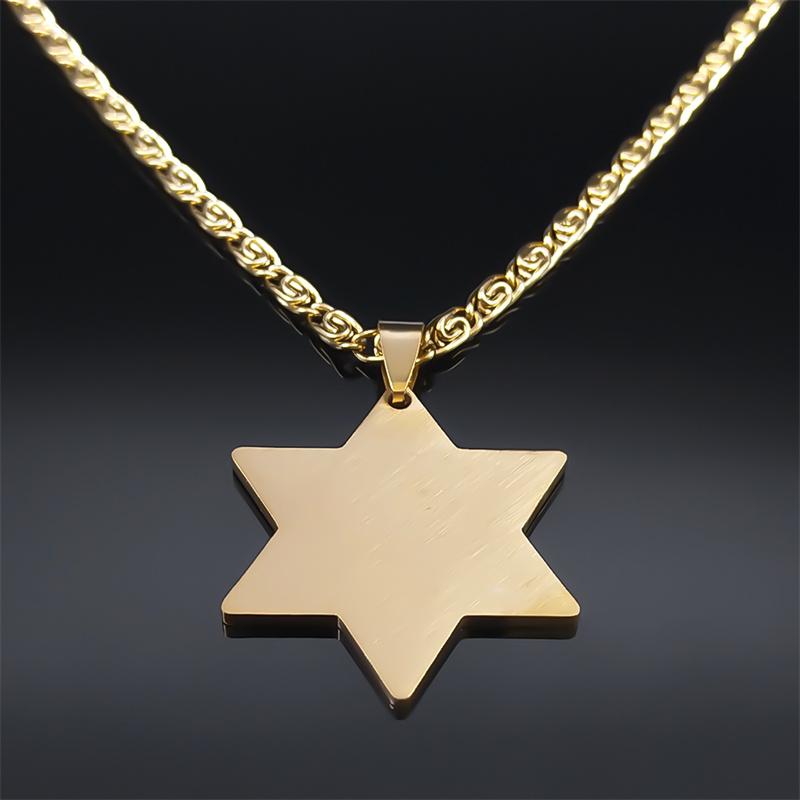Magen Star of David Islamic Muslim Necklace for Women Men Stainless Steel Gold Plated Religion Pendant Necklaces Jewelry