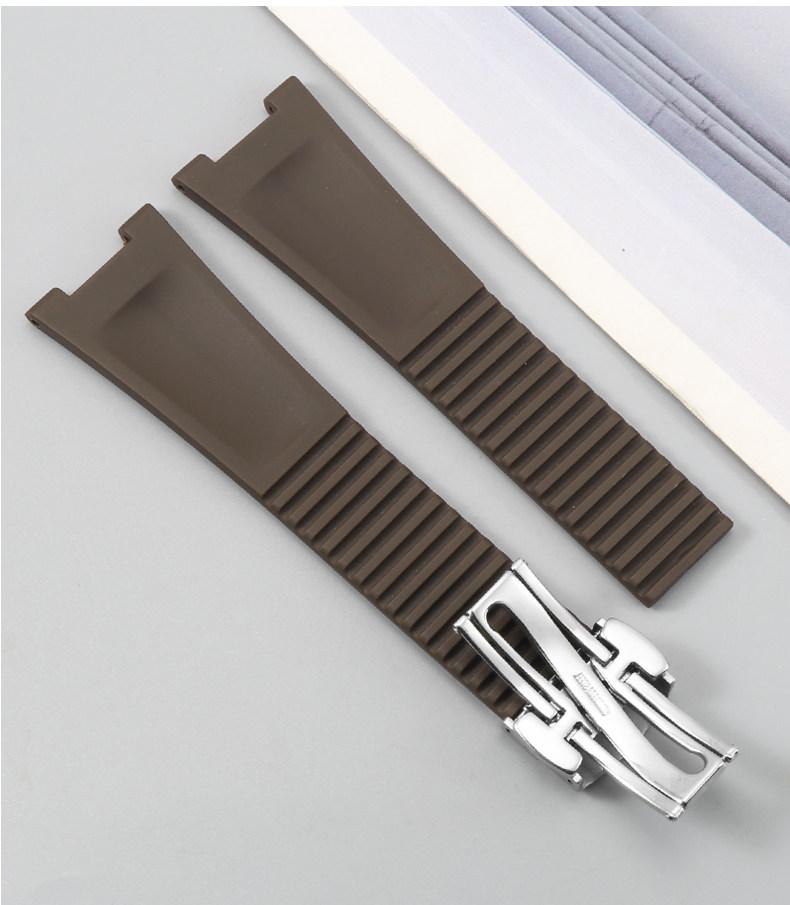 Gummi Konkaves Uhrenarmband für Patek Nautilus Philippe PP 5711 5712 Schwarz Blau Grau Braun Silikon Uhrenarmband 25mm*13mm