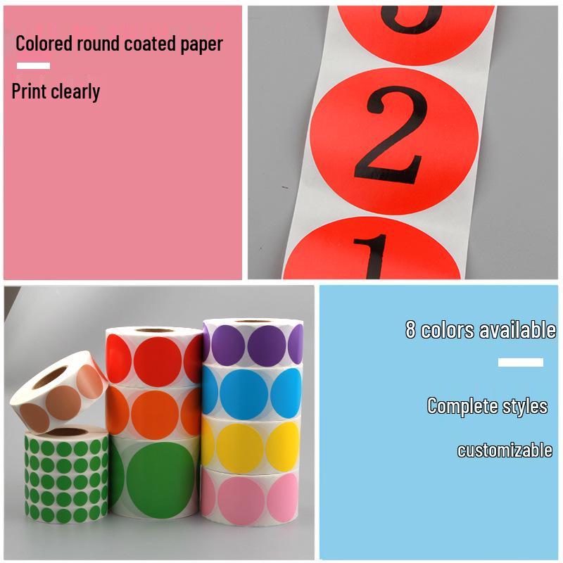 Color Coated Self-Adhesive Barcode Label Paper - Round Stickers In Various Sizes