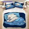 Polar Bear Pattern Bedding Quilt Set Quilt Cover Pillowcase Home Decoration Birthday Gift (1 * duvet cover + 2 * pillowcase, without core)