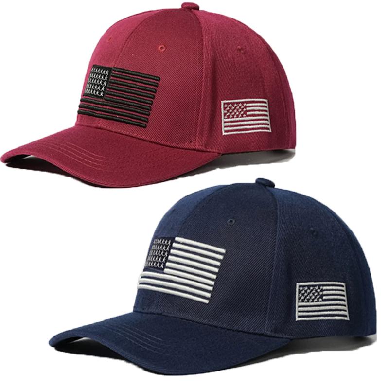 Zealous Sole Women's Blue Embroidered American Flag Baseball Cap Solid Color Retro Sun Hat Adjustable Duckbill Cap For And Men