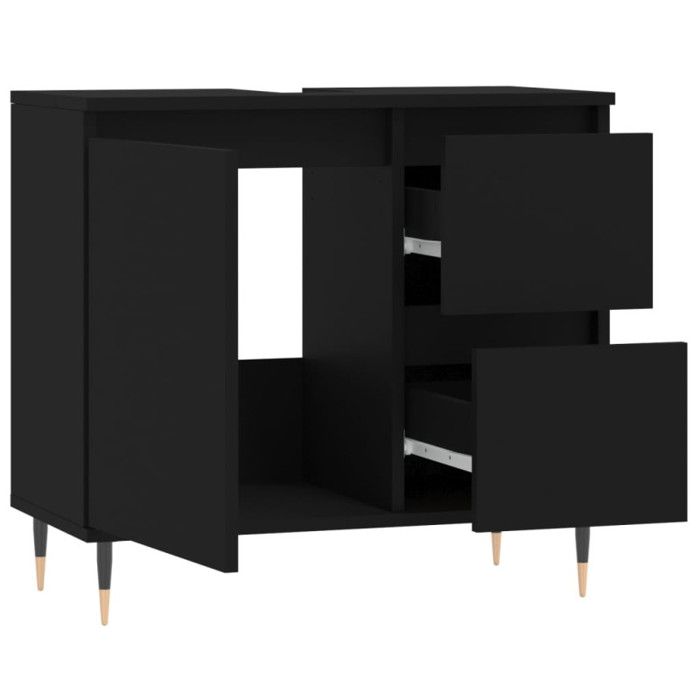 VidaXL Bathroom Cabinet Black 65x33x60 Cm Engineered Wood 831597
