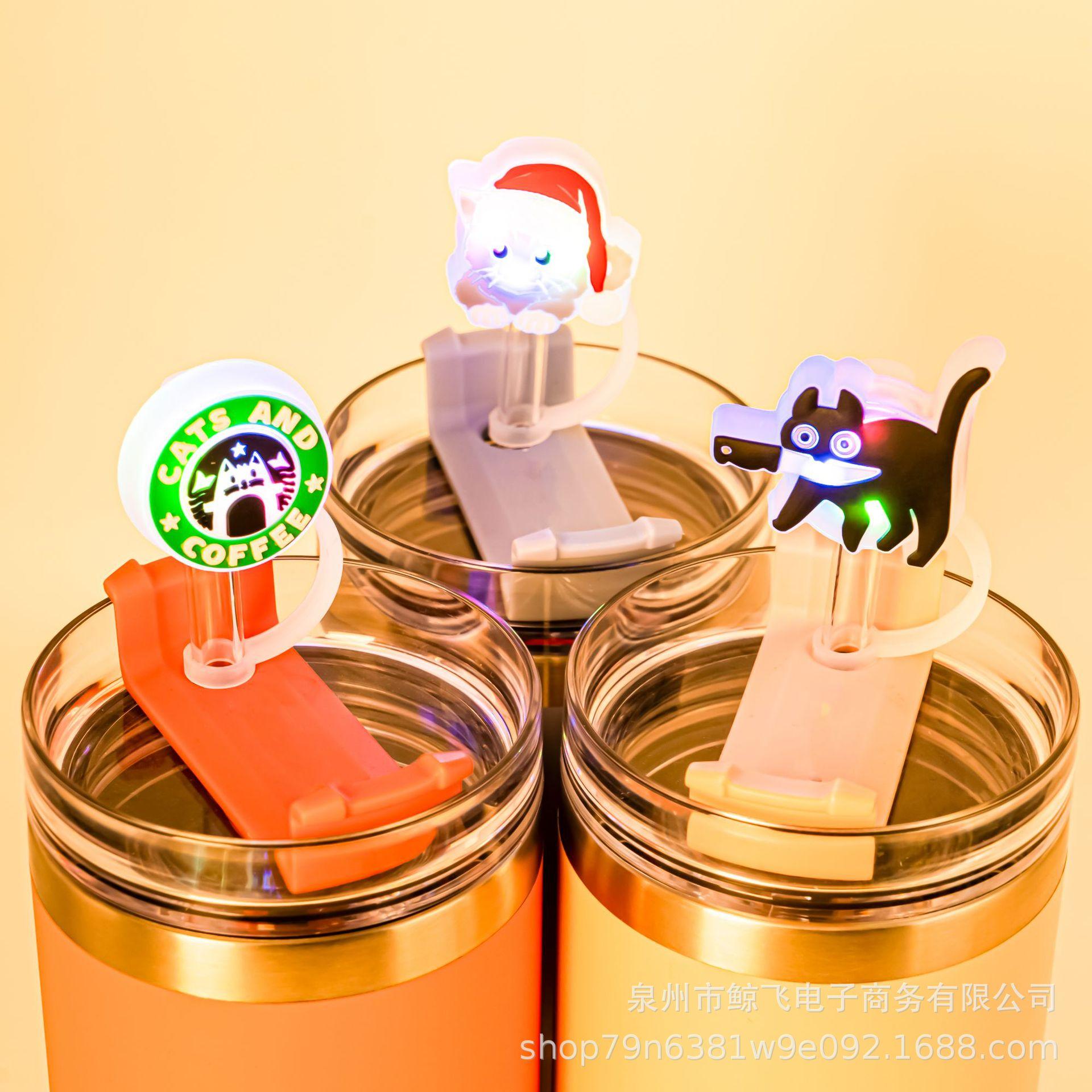 LED Flashing Unicorn Silicone Straw Cap Dust Plug 10mm Straw