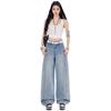Early Spring Full Star Rhinestone Vintage Street High Waist Slim Fashion Saber Cut Denim Pants For Women Casual Pants Oversize Denim Trousers