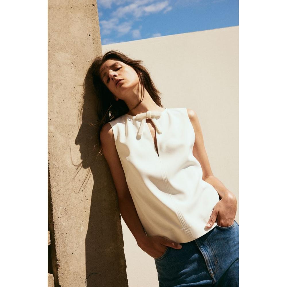 

Топ с лентой HM, белый