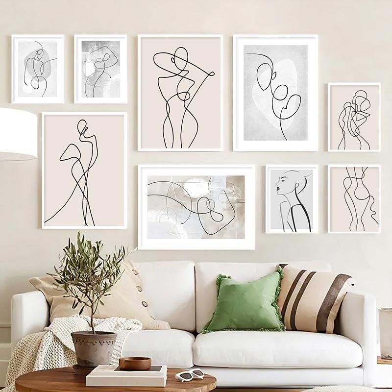 Abstrakte Frauen Tanzen Wand Kunst Poster Schwarz und Weiß Linie Zeichnung Kunstdruck Minimalistischen Leinwand Malerei Bild Wohnzimmer Dekor