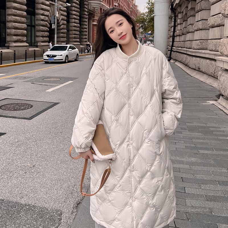 

Куртка Lingge из хлопка, женская, средней длины, зимняя, выше колена, свободного покроя, в стиле Гонконга, модная XXL бежевый