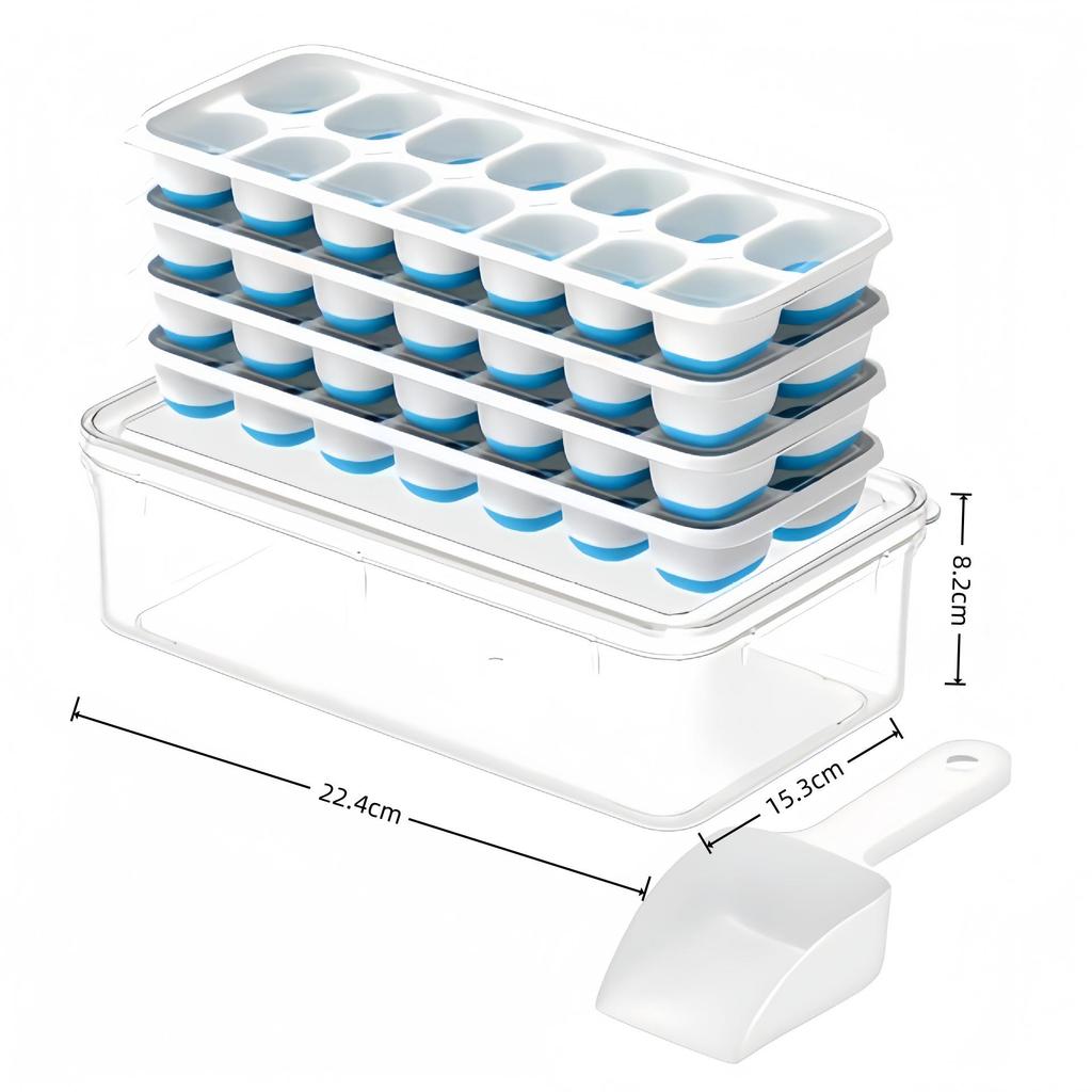 Cross-Border Ice Cube Tray - 14 Grids with Lid, Large Capacity Mold for Household Ice Storage