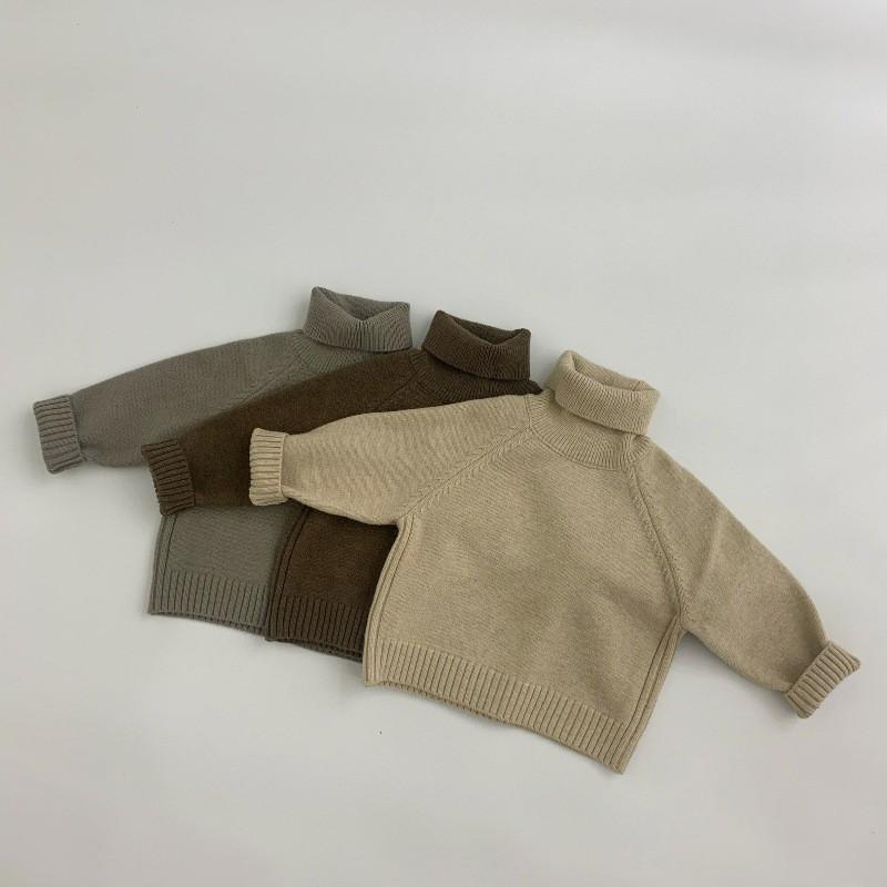 Kids Thick Knit Turtleneck Sweater Solid Color Pullover Boys Girls 3-8 Years