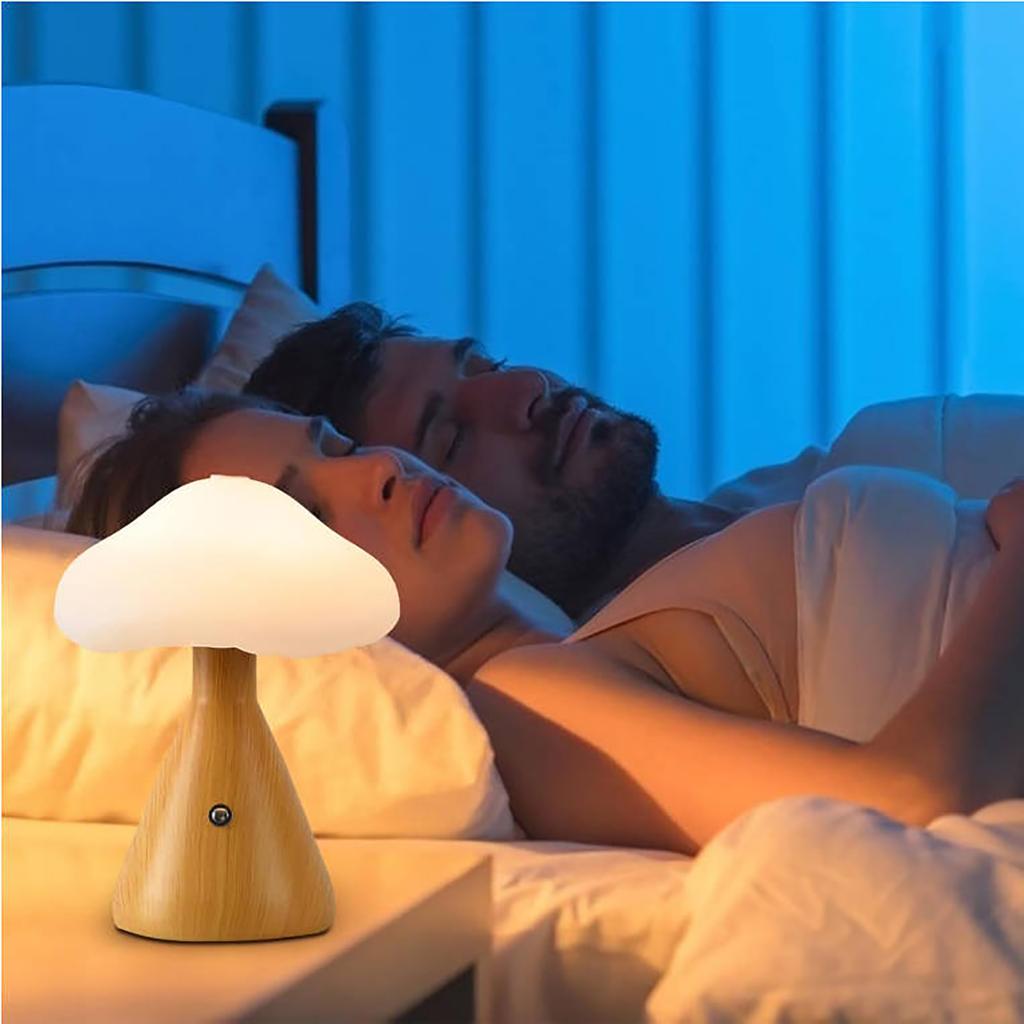 Wood Grain Lamp, Bedside Lamp, 3-color Adjustable LED Nightlight.