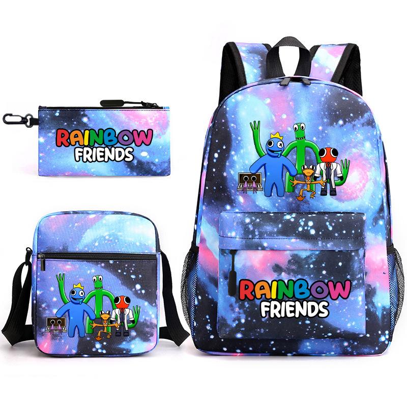 Rainbow Friends Surrounding Backpack Elementary School Student Starry Sky School Bag Three-piece Set