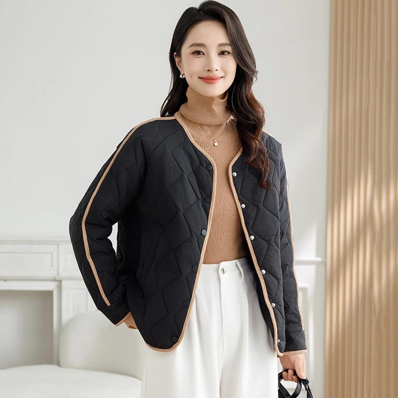 Lightweight Short Down Jacket Lining 2025 New Autumn Winter Cotton-padded Jacket Warm Round Neck Jacket