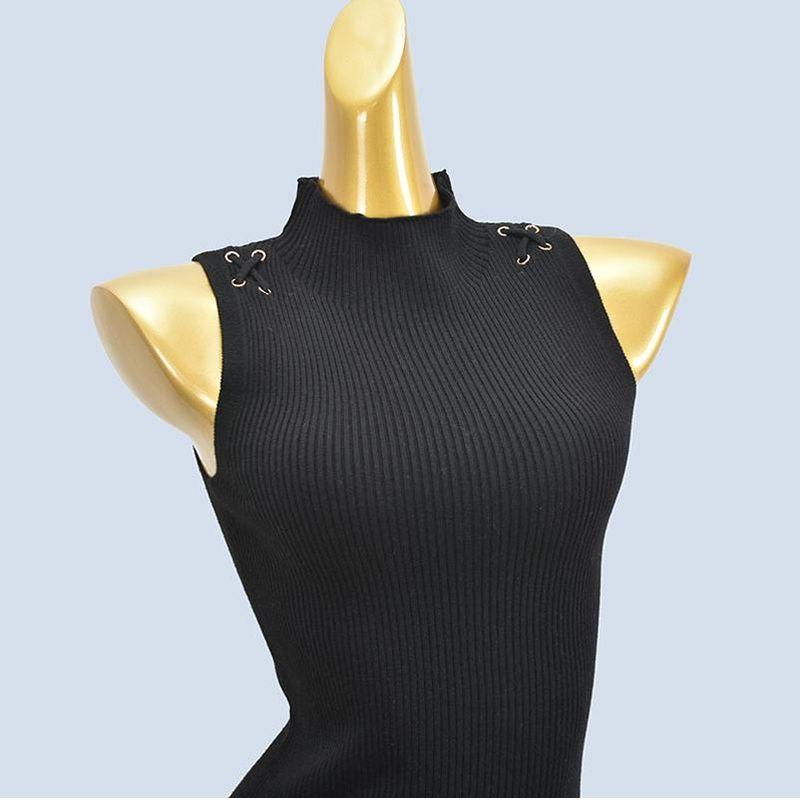 Foreign Trade Original Order Half Turtleneck Wool Blend Thread Knitted Vest Silm High Stretch Yarn Sleeveless Spring and Autumn Outwear Vest