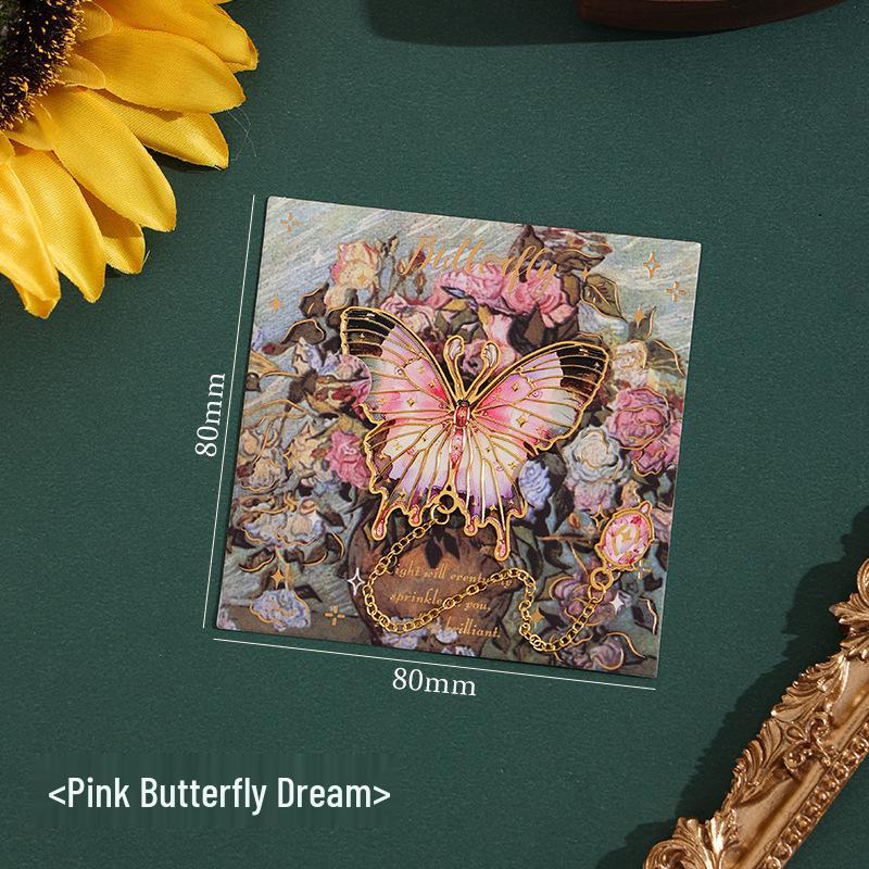 

Ji Lv Yu Jian Butterfly Oil Painting Bookmark - Retro Irregular Student Reading Clip