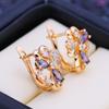 FEEYOO Clip Earrings Rose Gold Color Fashion Earring For Women Cubic Zirconia Stud Earrings Jewelry