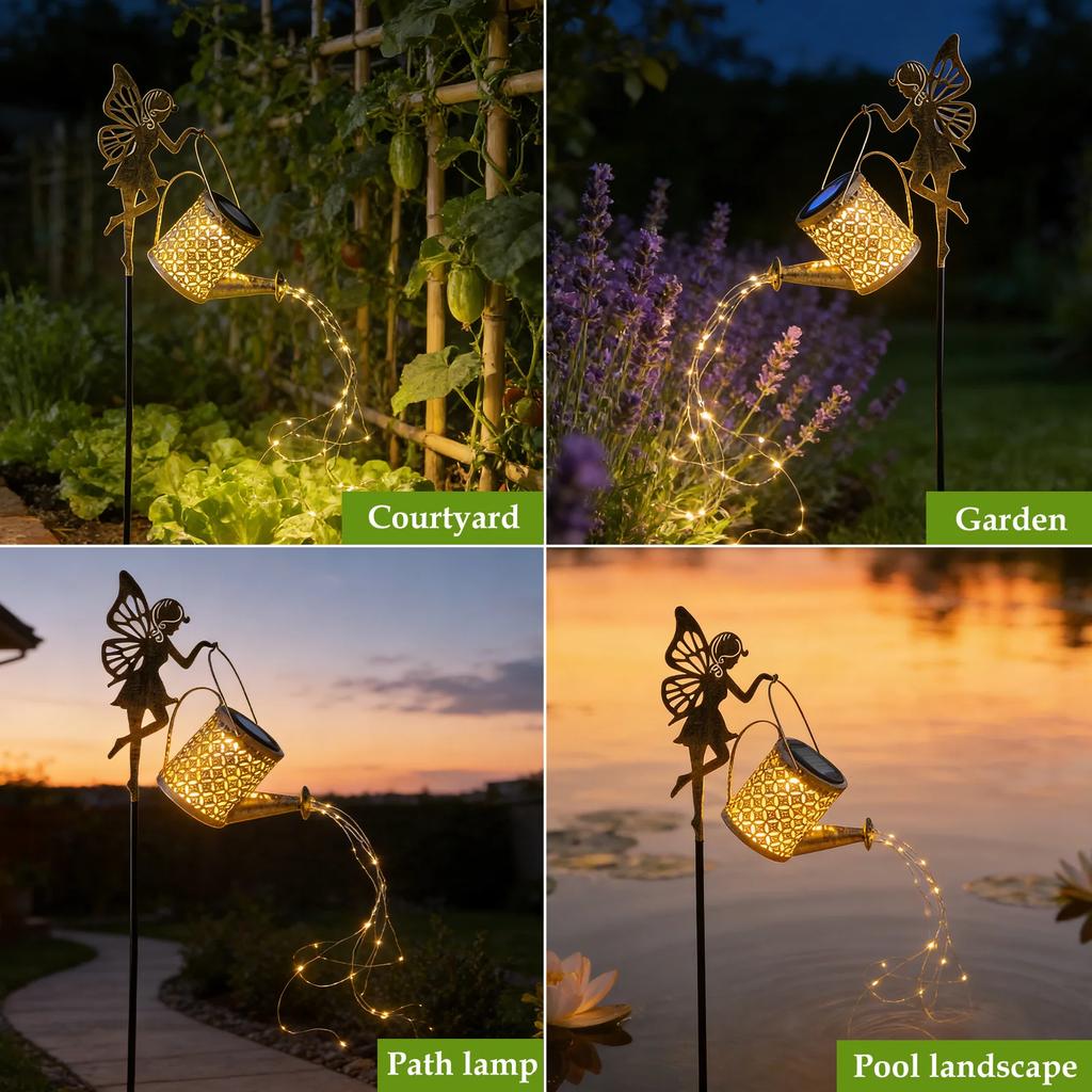 Fairy Garden Solar Light IP65 Waterproof Outdoor Solar Stake Light Large Retro Metal Lantern Solar Light for Garden Decoration