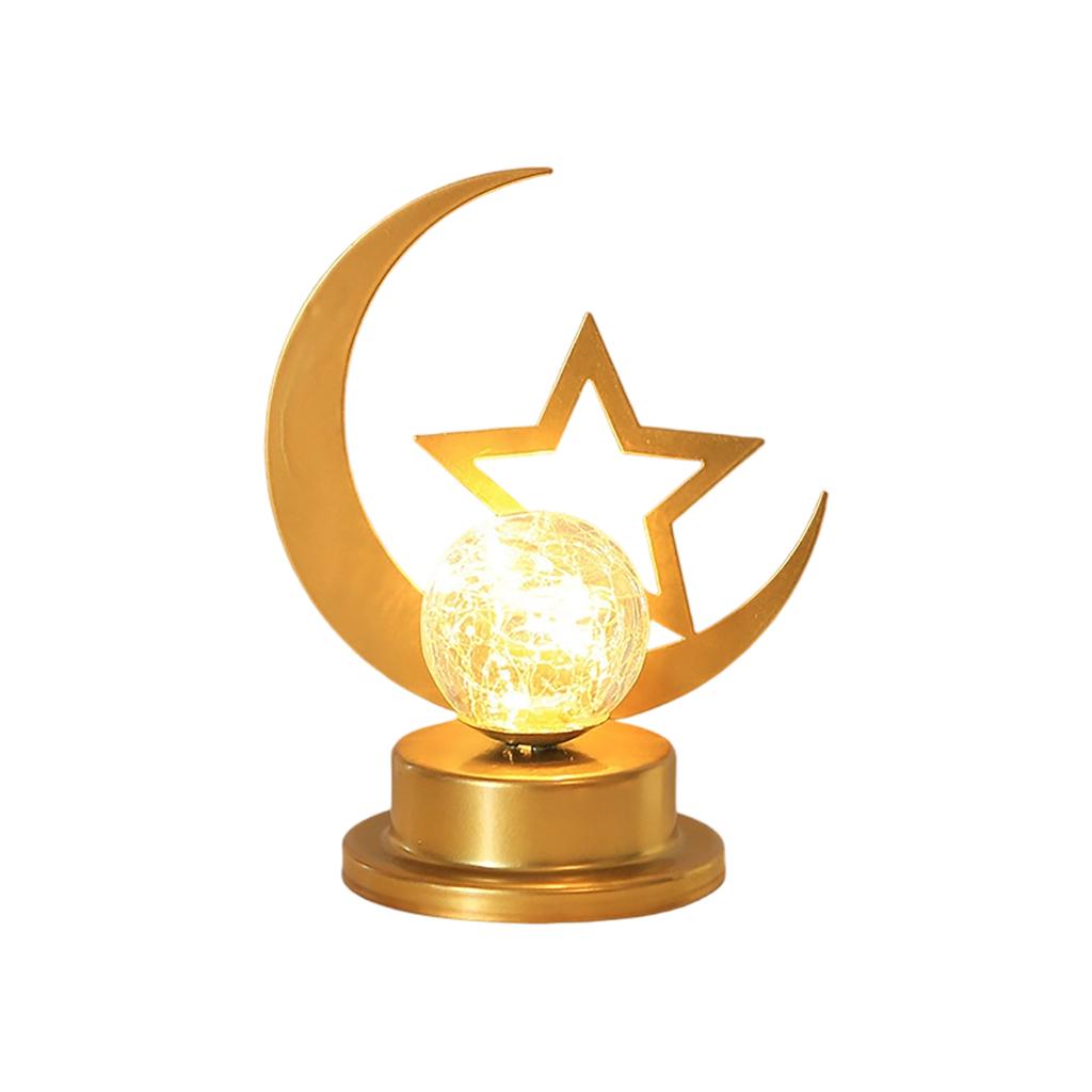LED Star And Moon Wrought Iron Hollow Desktop Decor Lamp
