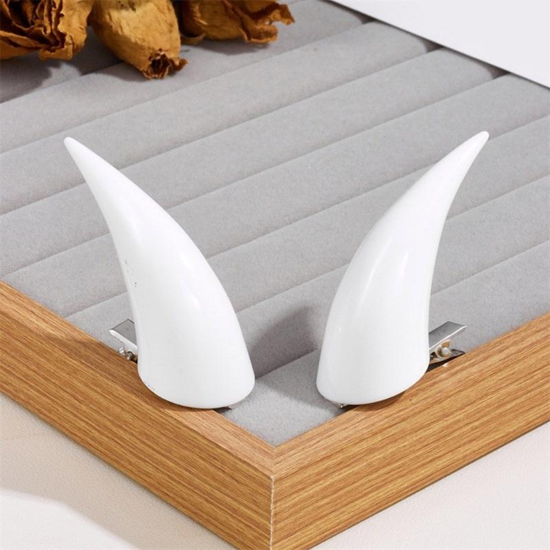 2PCS Devil Horn Hair Clip Set for Adult Kids Novelty Dark Series Horn Side Clip Party Stage Performances Costume Hairpin