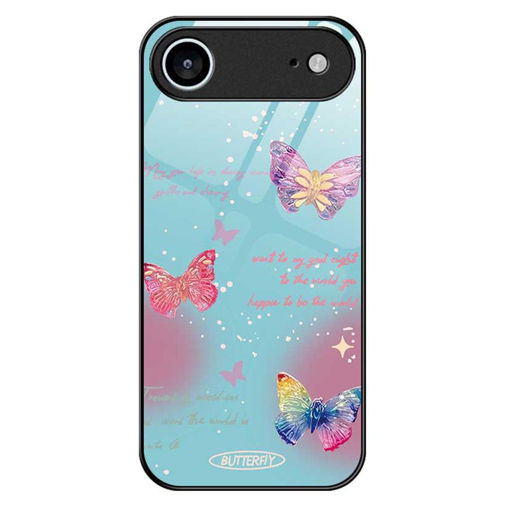 For iPhone 17 Air Case Anti Drop TPU PC Tempered Glass Pattern Printing Phone Back Cover