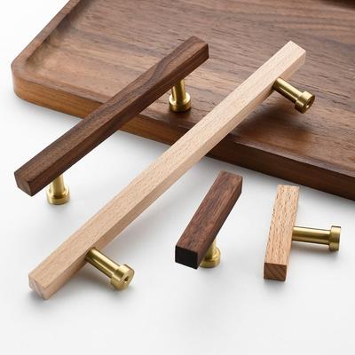 Hochwertige Nussbaumholz Holzschrankgriffe Luxuriöses Design Buchenholz Schubladengriffe Minimalistische Moderne Türknöpfe Küche