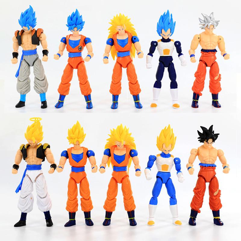 Anime Dragon Ball Vegeta Broly Son Goku Anime Actionfigur Modell Geschenke Sammlerfiguren für Kinder 18cm 5 Stück Im Set