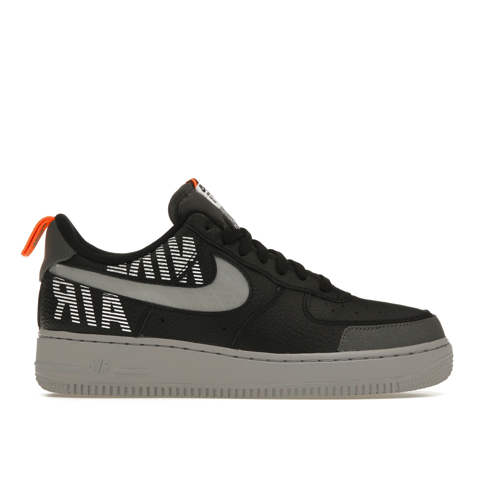 

Nike Air Force 1 Low Under Construction — черные кроссовки унисекс Wolf-Grey Dark-Grey Total-Orange BQ4421-002