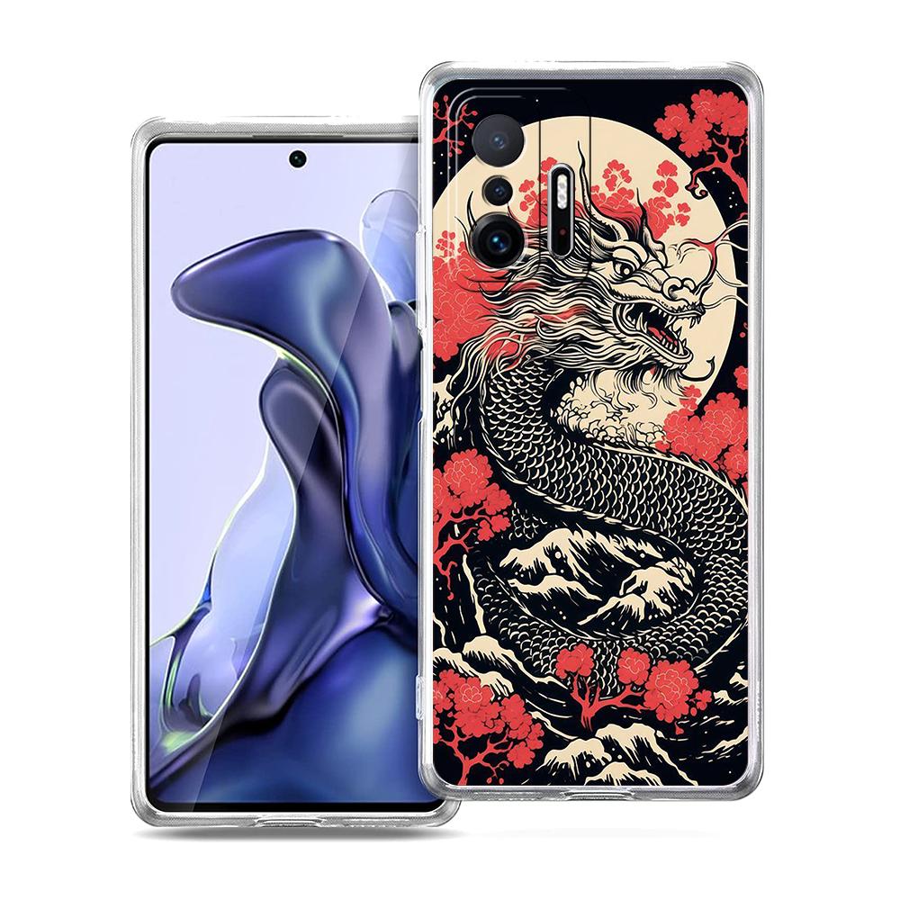 Transparent Phone Case for Xiaomi Mi 14 13 12 11 Ultra Poco X3 NFC F3 F6 Pro Soft TPU Shell Trend Fashion Cartoon Chinese Dragon