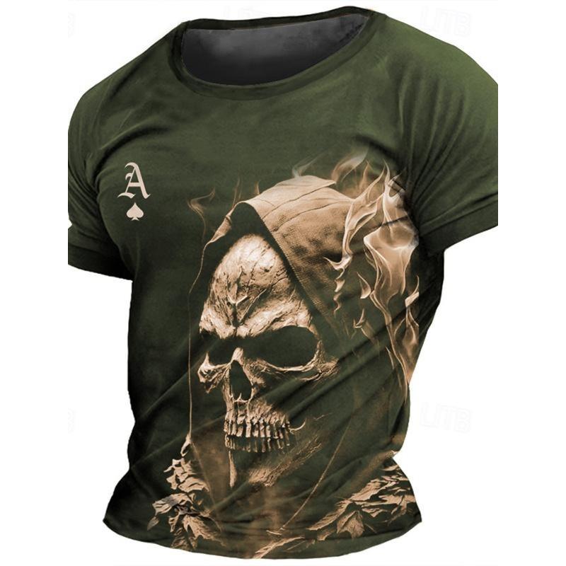 

Новая мужская летняя модная футболка с коротким рукавом и 3D-принтом черепа S