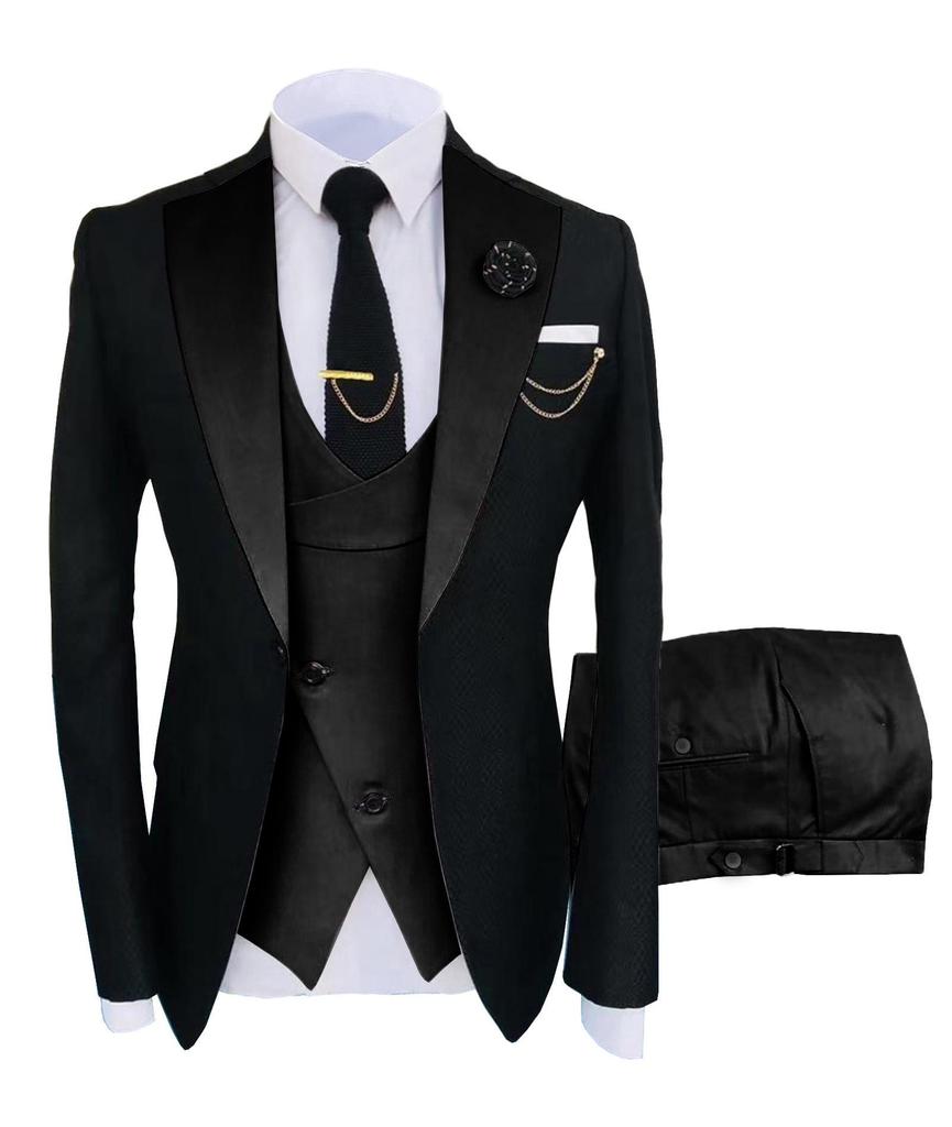 Men's Slim Fit Wedding & Business Tuxedo Suit Set with Vest & Pants