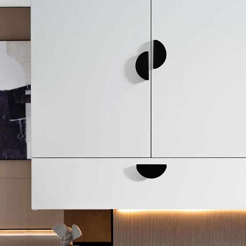 Cabinet Door Semicircle Handle Split Cabinet Shoe Cabinet Door Handle Aluminum Alloy Exposed Gold Round Furniture Door Handle