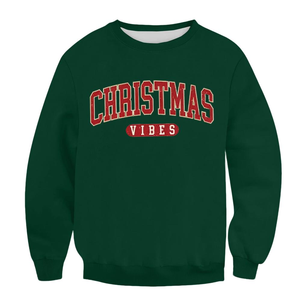 Christmas Print Loose Fit Round Neck Sweatshirt For Men