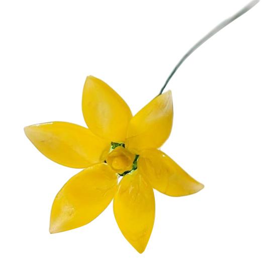 Ručně foukaná skleněná květinová dekorace s drátěným stonkem, ručně vyráběná figurka s barevnou glazurou, květinová váza, ozdoba do domácího obývacího pokoje, na kancelářský stůl