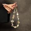 Pvc Crystal Flower Phone Strap With Keychain Holder For Women And Men