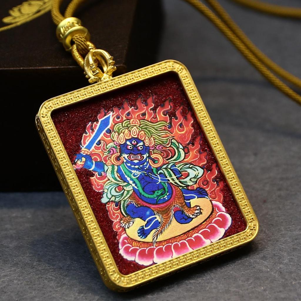 Tibetan Hand-painted Thangka: Mineral Pigment Zodiac & Eight Guardian Deities