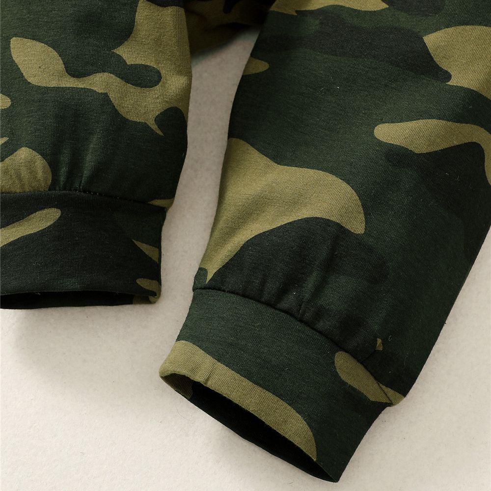 0-18 Months Newborn Baby Boy 3PCS Clothes Set Letters Print Short Sleeve Romper + Camouflage Pants with Hat Casual Outfit