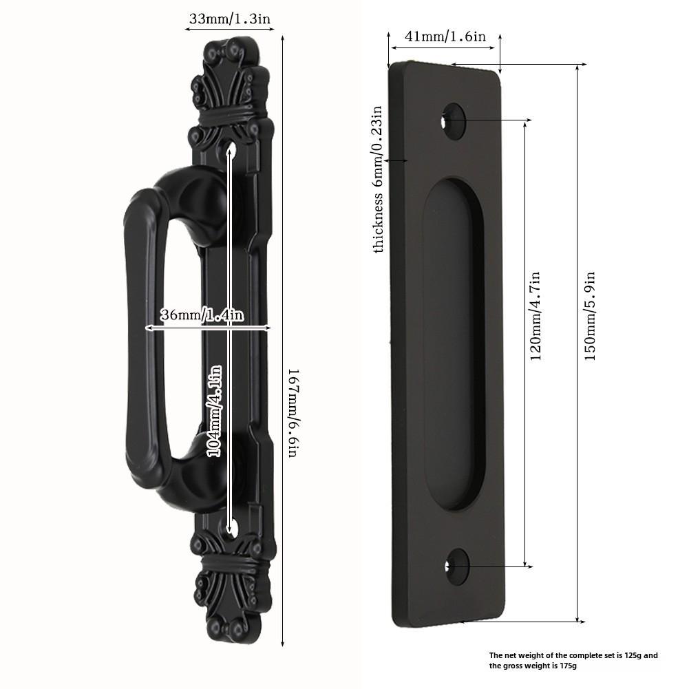 Dual-Sided Black Surface-Mounted Sliding Barn Door Handle
