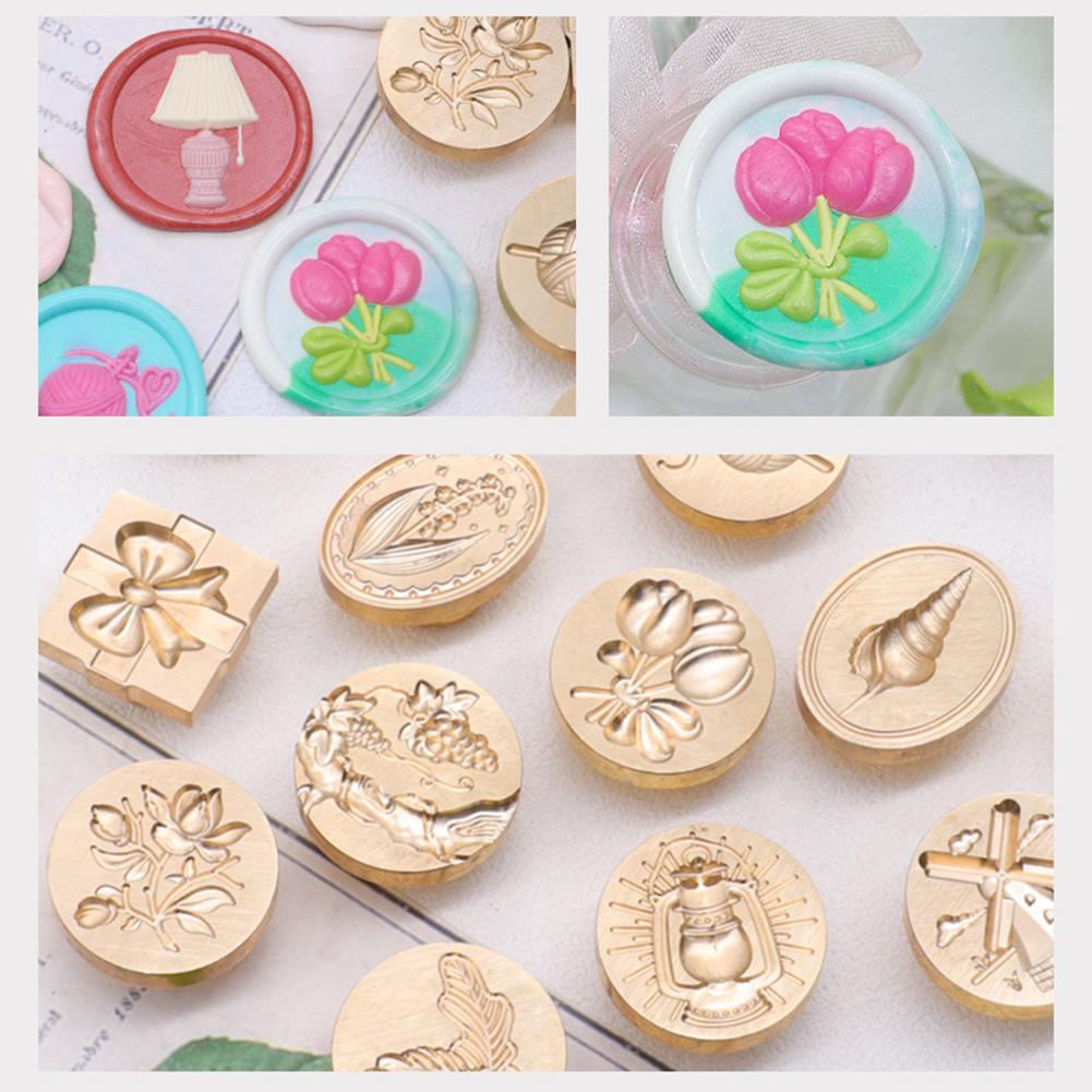 Special-shaped Embossed Flame Lacquer Seals Gold-plated 3D Stamp Head Brass Multipurpose Art Craft Supplies for Scrapbooking