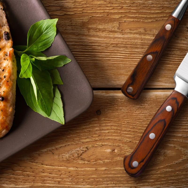 Set Coltello e Forchetta da Barbecue in Acciaio Inossidabile 3Cr13 con Manico Colorato Set di Posate da Cucina Strumenti per la Cottura della Carne Arrosto all'Aperto
