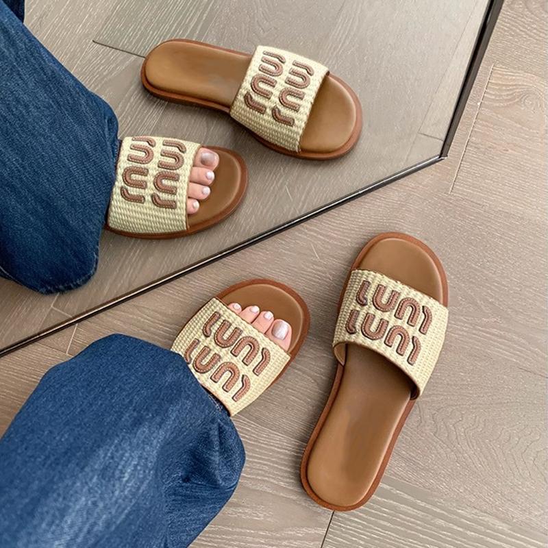 Dámské pantofle Letní Nové Plážové Ležérní Odolné Vodotěsné Dámské Dovolená Retro Pletené Plážové Pantofle Mujer De Zapatillas