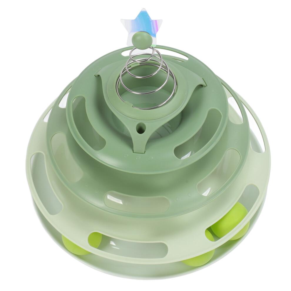 Interactive Cat Turntable Toy 25x25cm Self-Play Cat Ball & Wand