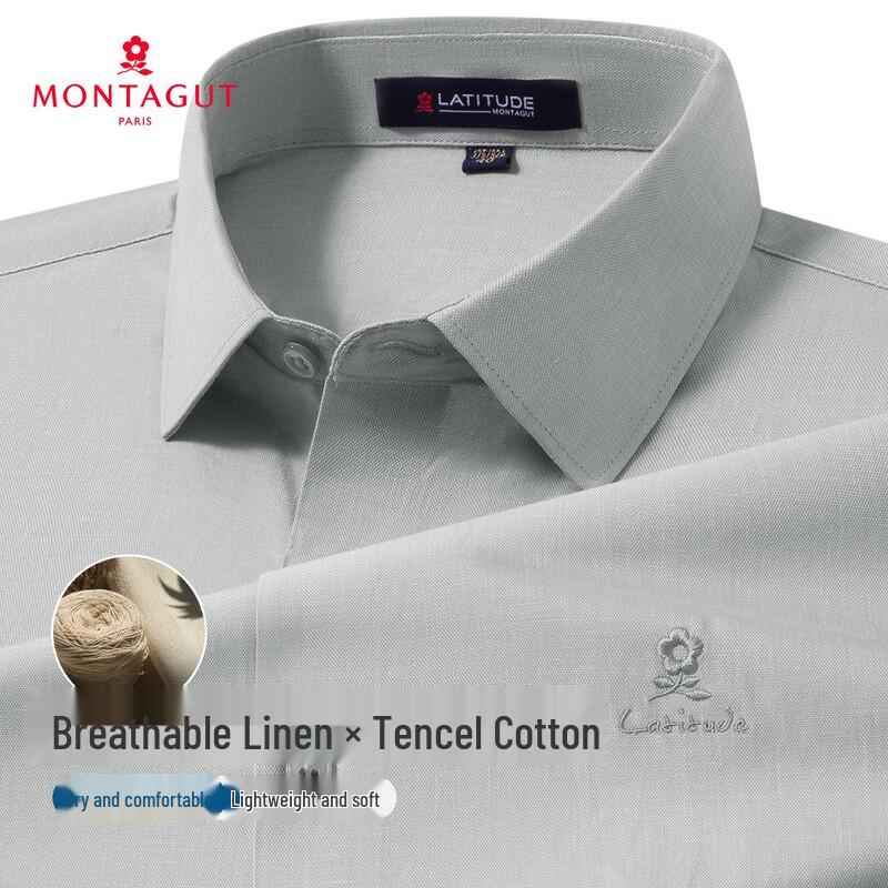 MONTAGUT Men s Linen Blend Casual Short Sleeve Shirt 41