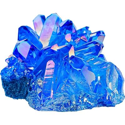 1 pezzo Pietre Naturali Cristalli Blu Grappolo di Quarzo Halo, Ornamento per Potenziare l'Energia, Un Regalo per Occasioni Speciali, Articoli per la Decorazione della Casa