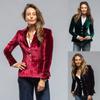 Women's Velvet Blazer In Burgundy, Emerald and Black with Silver Buttons