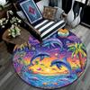 Dolphins Sunset Round Area Rug,Carpet Rug for Living Room Bedroom Sofa Playroom Decor,Non-slip Floor Mat