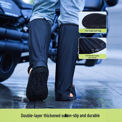 Men's and Women's Waterproof High-Top PVC Rain Shoe Covers - Non-Slip, Wear-Resistant and Breathable for Cycling In Autumn and Winter.