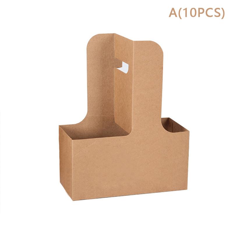 

10Pcs Portable Flower Gift Bag Kraft Paper Holder Coffee Flower Cake Dessert Packaging Box Photo Favor Drink Carrier With Handle