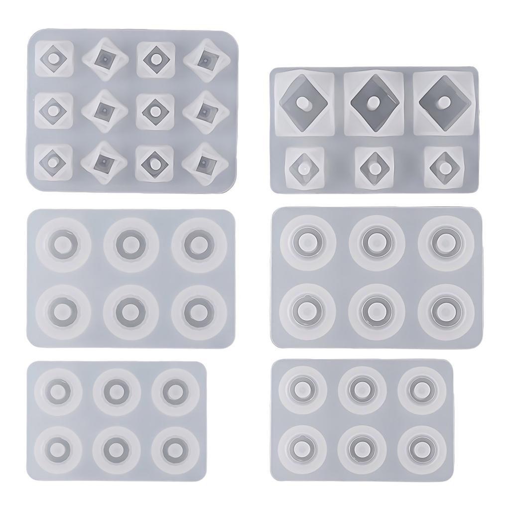 Resin Beads Molds with Hole Silicone Resin Epoxy Molds for Cabochon Gemstone Pendant Earrings Jewelry Casting Molds