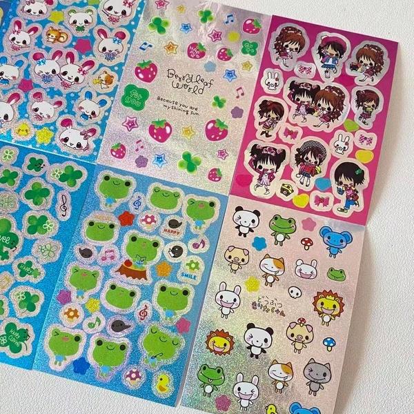 8 Sheets Japanese Cartoon Bunny Girl Radiation Stickers, Strawberry Frog Hand Account, Used for Magazine Decoration Stickers S