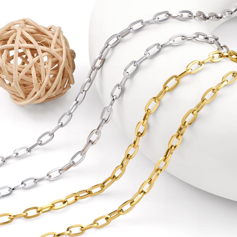 Non-fading Stainless Steel Cross & Oval Chain DIY Accessories
