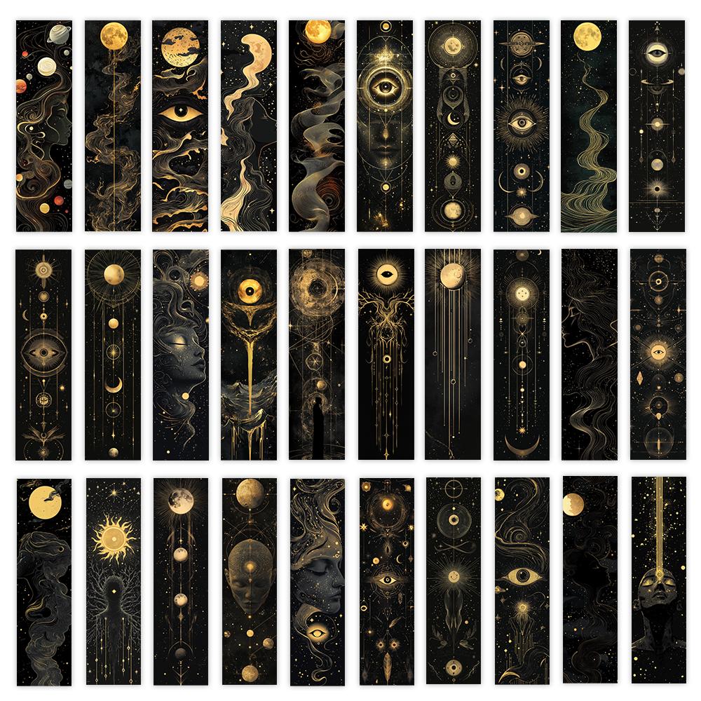 

32pcs, Black Gold Series Bookmarks, suitable for back-to-school season, Christmas, Halloween, teachers, readers, and birthdays.